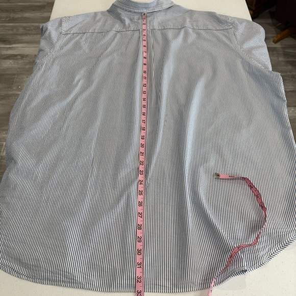 Ralph Lauren Shirt Classic Fit Blue/White Seersucker Short Sleeve Pony Men’s 3XB - Picture 9 of 13